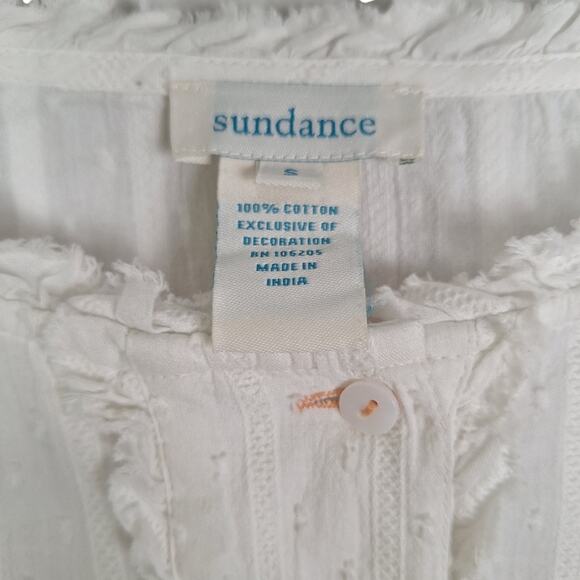 Sundance Cream Alethia Button Down Peasant Blouse Line & Ruffle Detail S - Picture 3 of 9